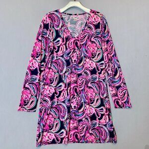 Lilly Pulitzer Dress Extra Small Pink Etta Long Sleeve Flock to the Top Flamingo
